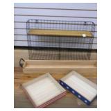 Wire Wall Shelf 26"x16"x6", 3 storage wood boxes