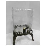 Glass Drink Dispenser on metal stand-Lid is missin