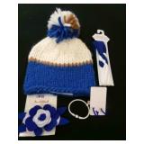 Blue Set-Stocking hat, Earrings, Head band, Clip