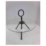 14" glass round display on metal legs