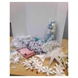 Christmas Decorations in tote-Light Blue ornaments