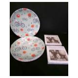 2 sets of 10 melamine Plates, 2 pkgs funny Napkins