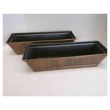 2 NEW Metal Planters-14"x4"x4"