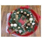 Christmas Wreath & Storage Box 28" Browns golds