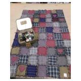 Vintage Wood spools of thread in leather box