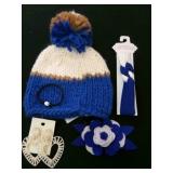 Blue Set-Stocking hat, Earrings, Head band, Clip