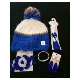 Blue Set-Stocking hat, Earrings, Head band, Clip