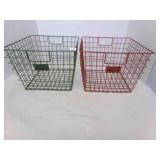 2 Red & Green Wire baskets-new 12x12x9"