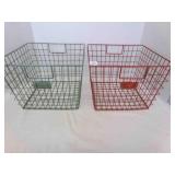 2 Red & Green Wire baskets-new 12x12x9"