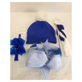 Blue Set-Baby Cap, Bows, Head band