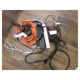 2 surge protectors, 5 extension cords