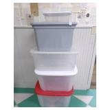 5 storage tote containers w/lids