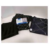 2-navy curtains-82x26, 8-black sheer panels 26x84