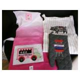 2 Aprons, 1 Oven Mitt-appliqued & Embroidered