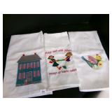3 Embroidered & Appliqued Dish Towels
