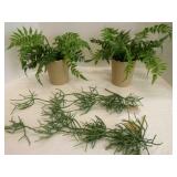 2 Faux Fern Plants & 2 Faux Succulents--all new