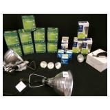 Light Bulbs & 2 Clamp Lights-7 Halogen Flood Bulbs