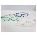 3 Fashion Reading Glasses, 2-1ï¿½ and 1-1.00