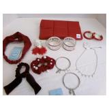 Red OU Bracelets, Earrings, Hair Accessories