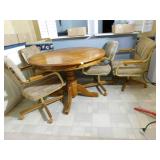 Round Table, 4 Rolling Chairs