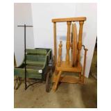 Wooden Decor Wagon, Spinning Wheel