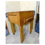 Wood Butcher Bock on casters