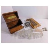 Variety- Coins, Mead's Box, Glass Trains, File