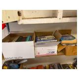 3 Boxes auto manuals, parts books, car magazines