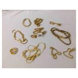 Gold Tone Necklaces (7), Earrings(1),Bracelets