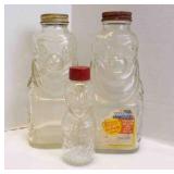 3 Vintage Grapette Soda Beverage "Clown" Bottles