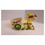 Vintage Ceramic Donkey & Cart Planter - Hand