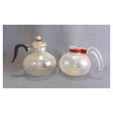 Vintage Glass Stove Top Coffee Pot Red Metal Band