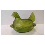 Avocado-Green Vintage "Hen On A Nest" Covered