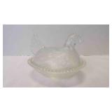 Clear Vintage "Hen On A Nest" Covered Glass Candy