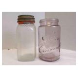 2 Vintage Glass Canning Jars : Clear Pink "Kerr"