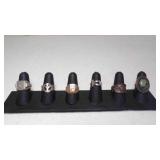 6 Costume Fashion Jewelry Rings 1 MAYBE Sterling