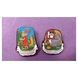 2 USSR Russia Folk Fairy Tale Enamel Pins - Fox &