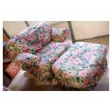Oversized Chair & Ottoman Multi Color Floral