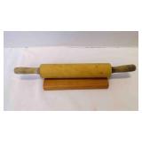 2 Wood Rolling Pin & Stand - Unmatching