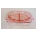 Vintage Jeannette Pink Depression Etched Divided