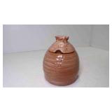 #803 Frankoma Pottery Honey Pot Brown Glaze & Bee