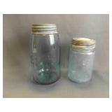 Antique Blue Glass Atlas Strong Shoulder Mason Jar