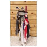 7 "USED" Vinyl/Faux-Leather Golf Bag w/Umbrella