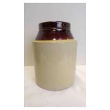 Antique Two-Tone Stoneware Canning Crock Jar