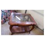Accent Corner Table with Beveled Glass Top Floral