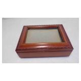 Black Velvet Lined Jewelry Trinket Box w/Photo