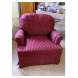Burgundy Striped Upholstered Accent Chair w/