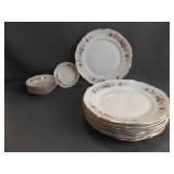 Set of 8 Walbrzych Vintage White Porcelain Dinner