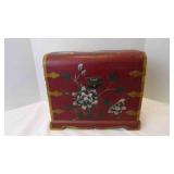Vintage Chinese Red Lacquer Jewelry Keepsake Chest