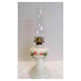 Vintage Milk Glass Hurricane Oil Lamp Embossed